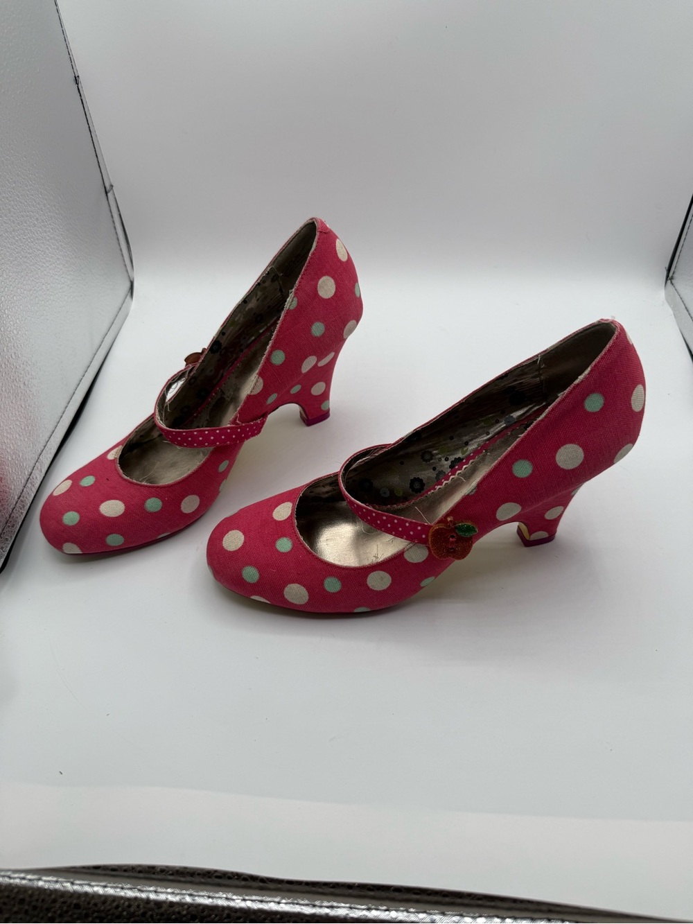 Poetic Licence Apple Pie Pink Polka Dot Mary Jane Heels Sz 9